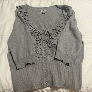 Gray ruffle sweater